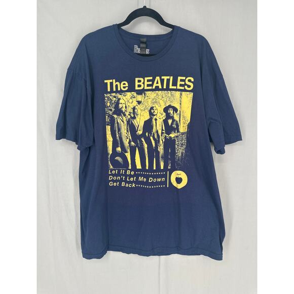 The Beatles Other - Beatles Shirt Mens 2XL Navy Blue Graphic Tee Apple Retro Yellow Band Music Merch